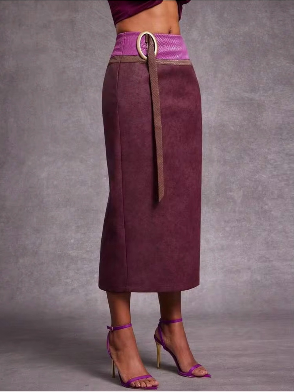 Nya Szn Faux Leather Mid-Rise Maxi Skirt - Purple